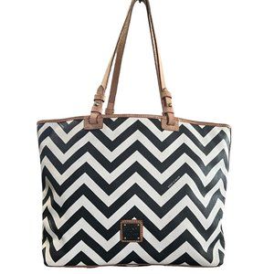 Dooney & Bourke Chevron Tote Bag Black White